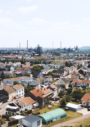 panorama view of the city Dillingen, Saarland in Germany