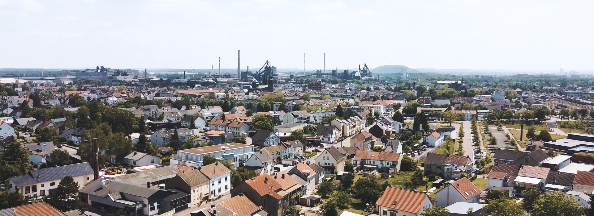panorama view of the city Dillingen, Saarland in Germany