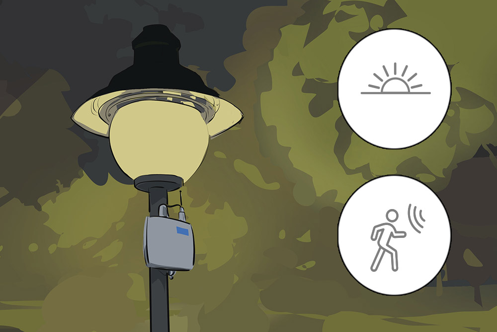 Illustration of a glowing street lamp