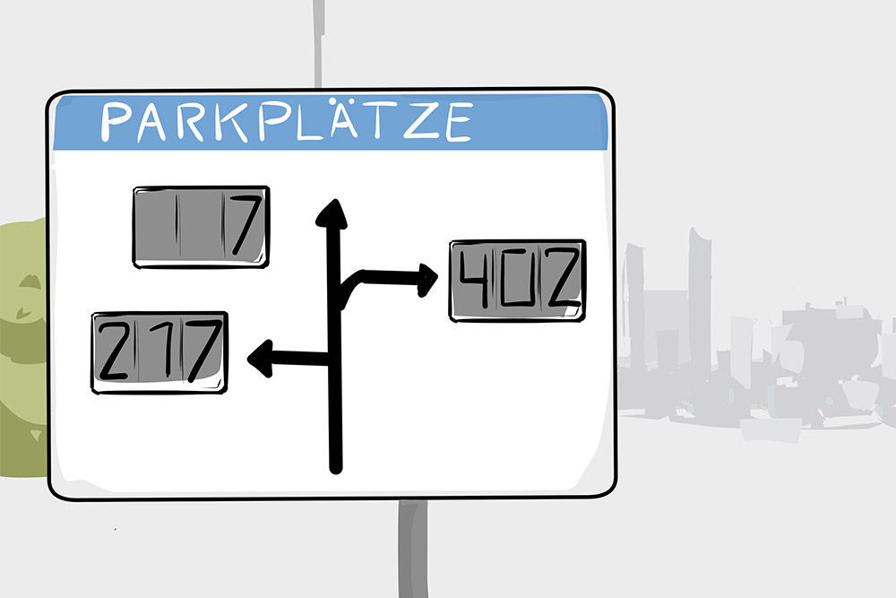 illustration of a sign indicating the number of free parking spaces